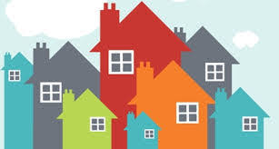 clip art of different colored houses 