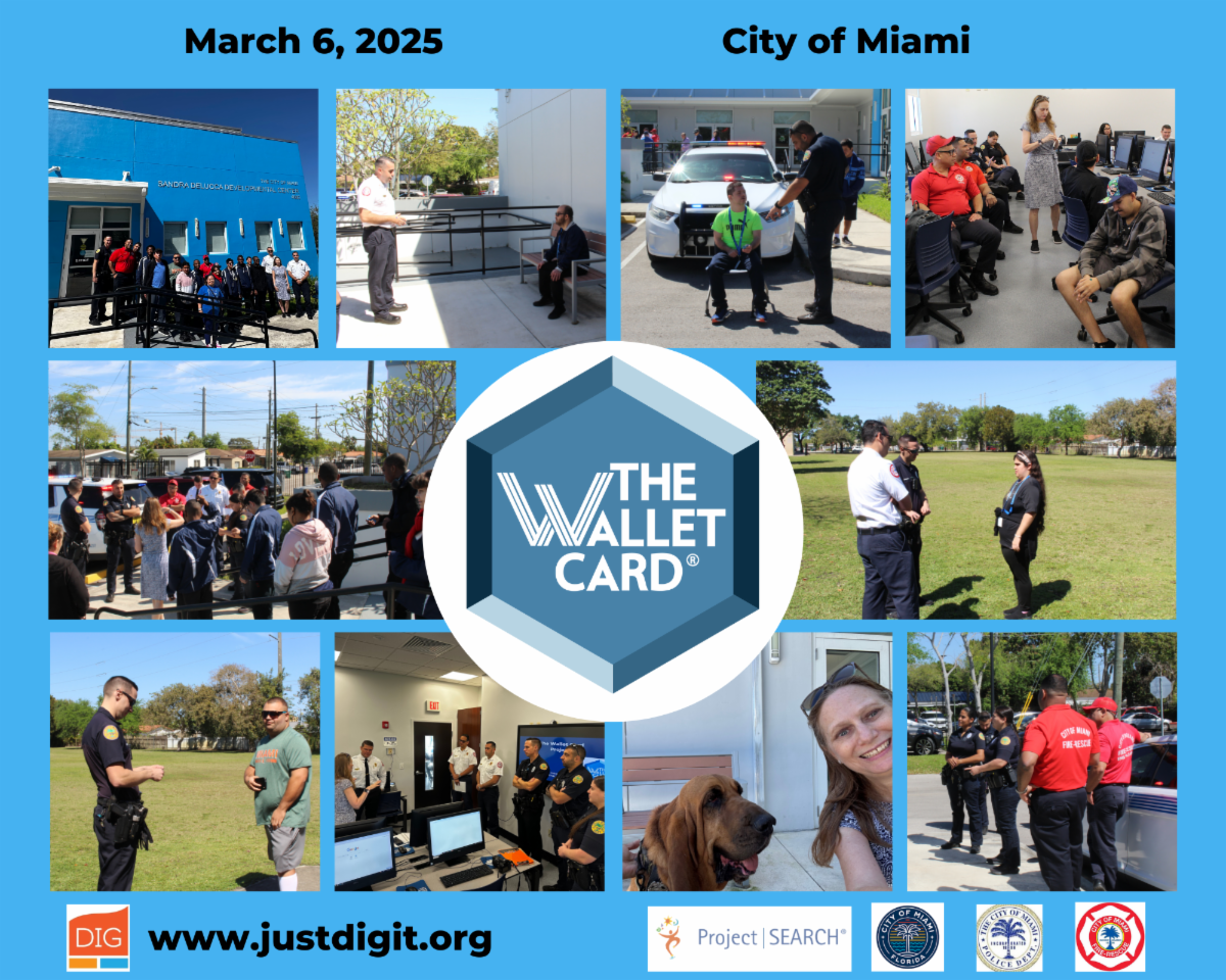 Photo collage of DIG wallet card training for the City of Miami