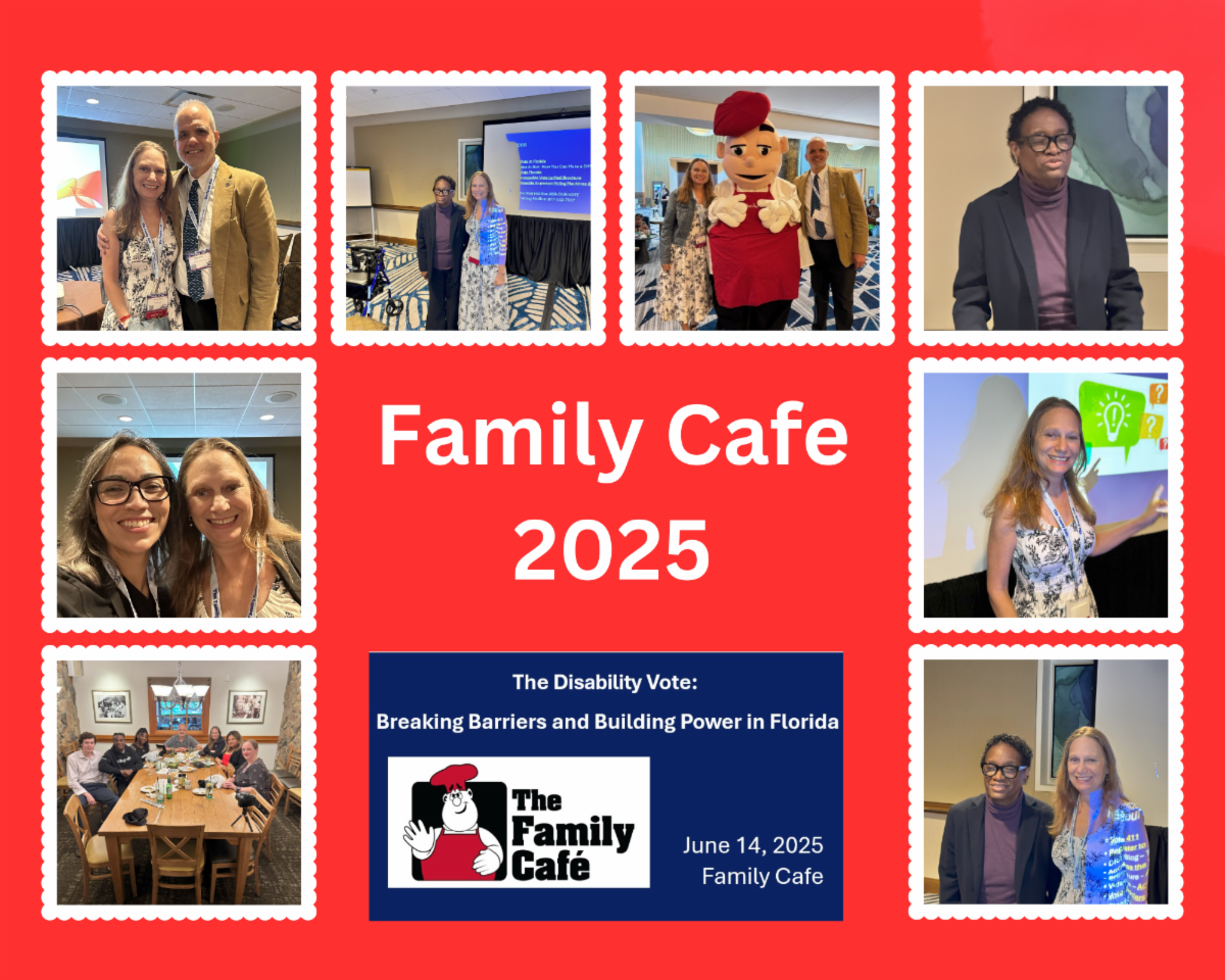 Photo collage from Family cafe on red background