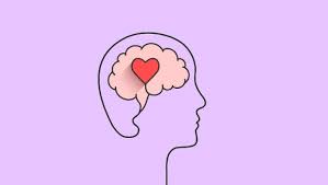 clip art of a brain with a red heart in the middle