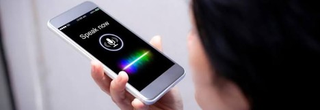 image of a smart phone with the words speak now on the screen to show that it can be voice activated