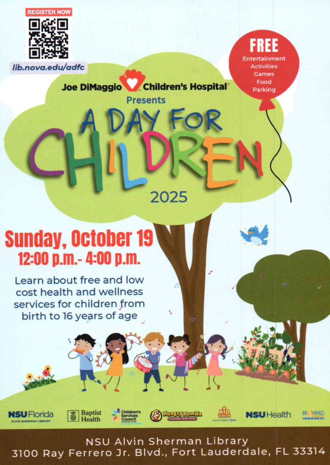 A Day for Children event flyer at NSU