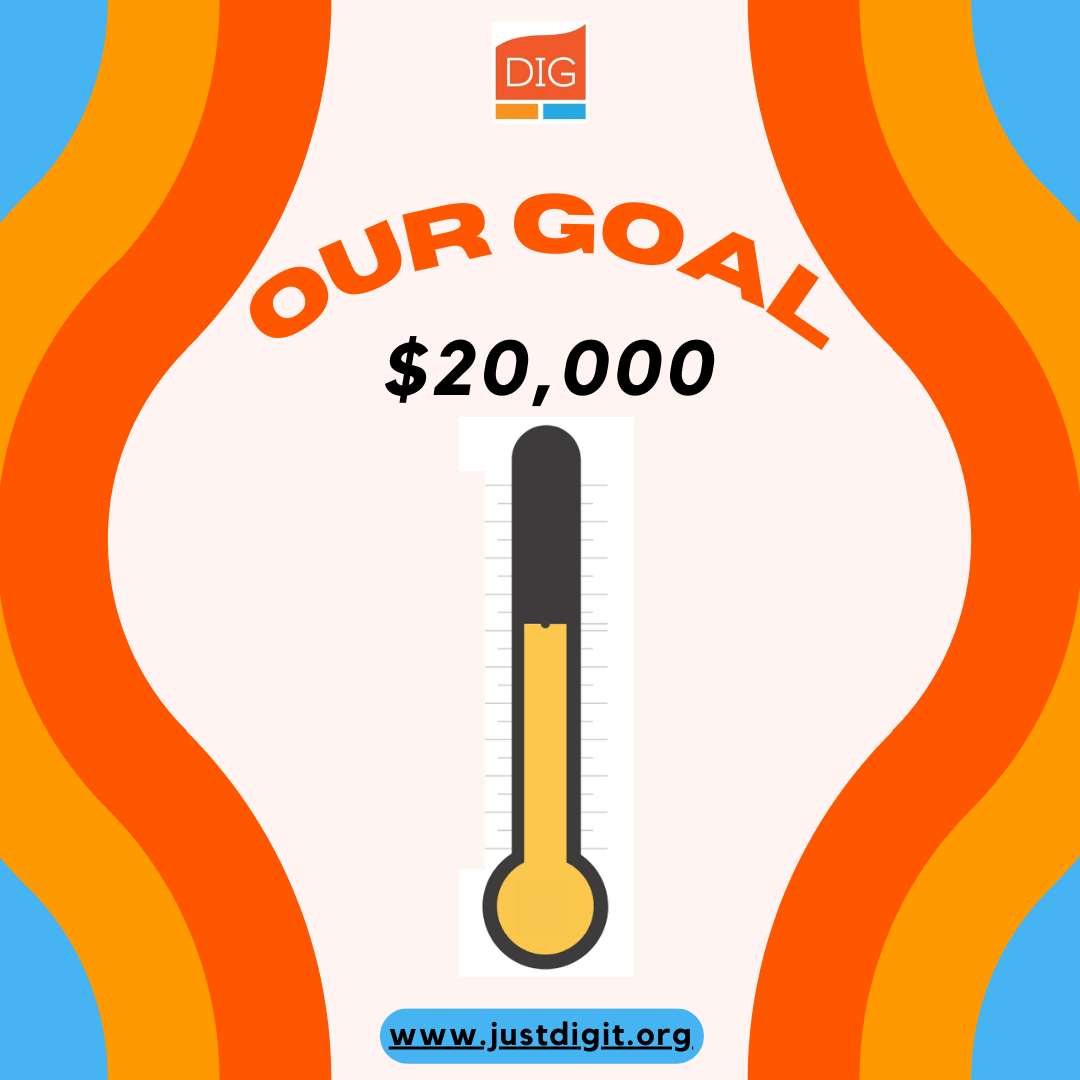 donation thermometer at 61 percent of our goal with rainbows around the sides