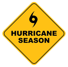 Hurricane Season written in Black Text on Yellow Background