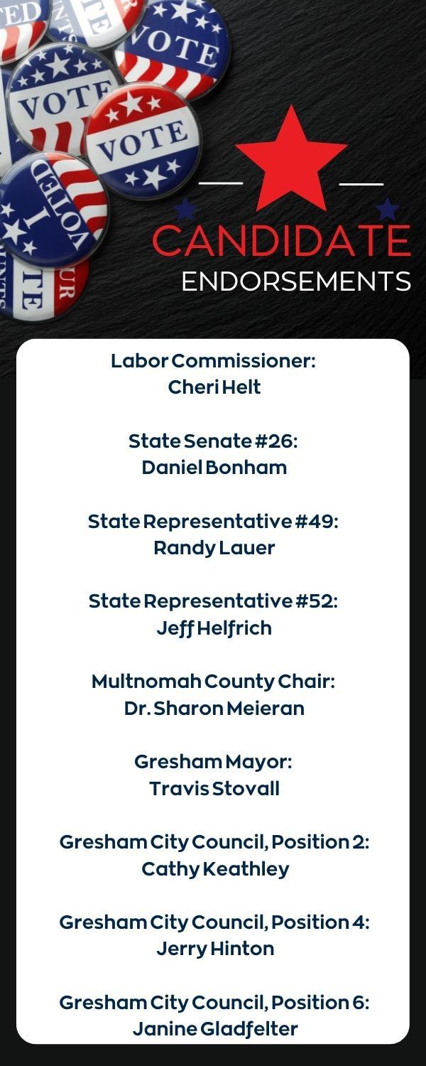 2022 Gresham Area Chamber Endorsed Candidates