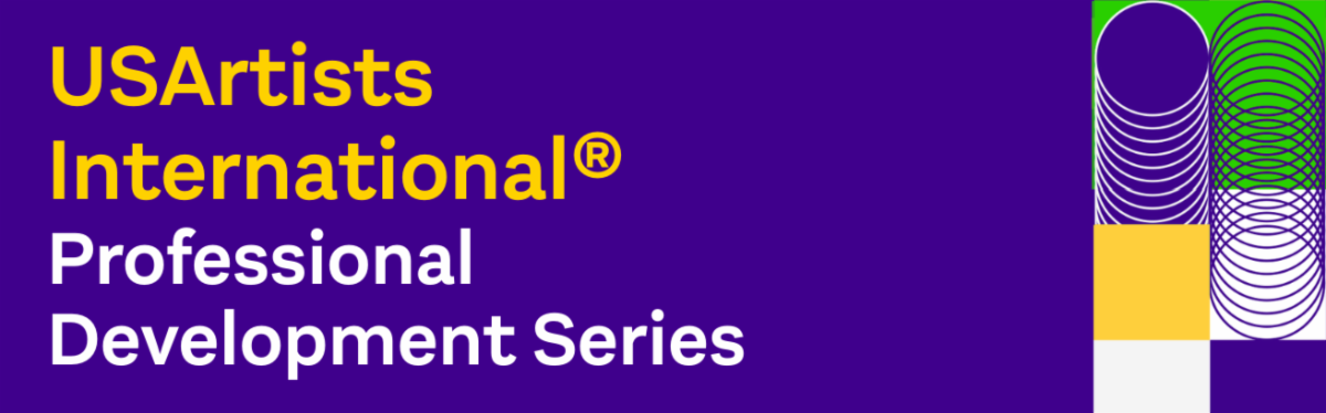 A USArtists International logo and graphic circle header