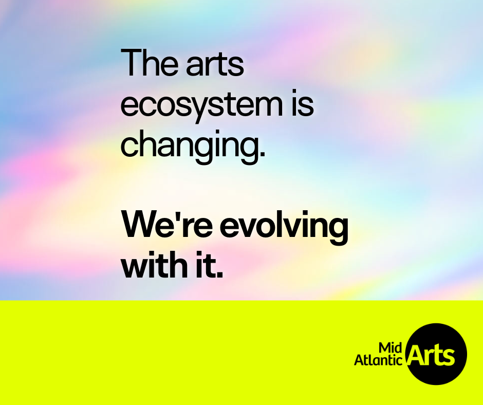 A pastel colored graphic background with black text announcing a new strategic plan