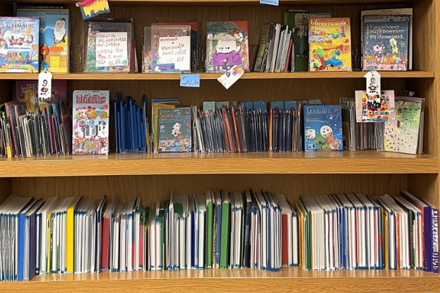 Books on shelves