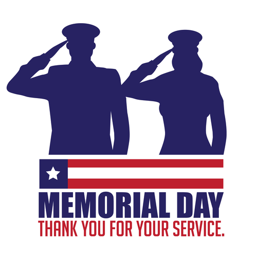 Memorial Day design with saluting soldiers. 
