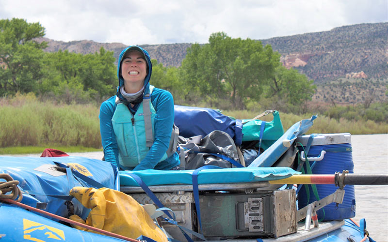 Kat Booth is all smiles on a raft trip