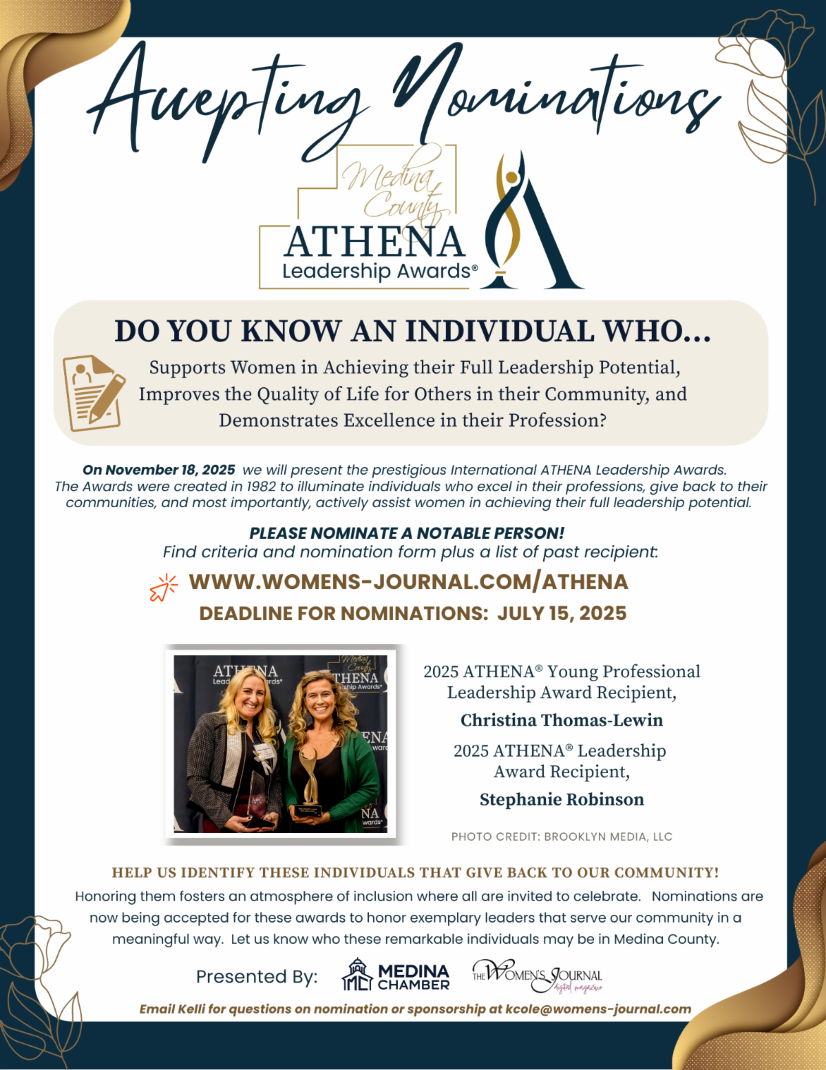 2025 Medina County ATHENA Leadership Awards now accepting nominations