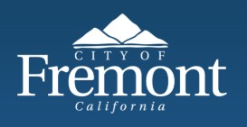 A blue logo reading City of Fremont California with a mountain motif