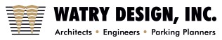Watry Design Inc. logo reading "architects engineers parking planners"