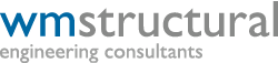 A logo in blue and gray reading wm structural engineering consultants