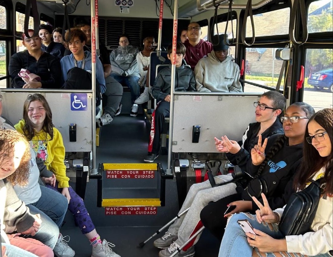 Students riding bus