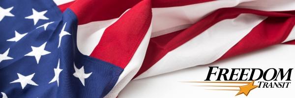 American Flag with Freedom Transit logo