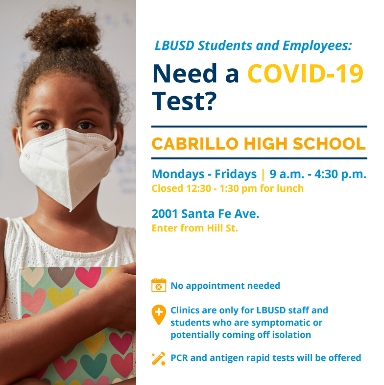 LBUSD COVID Testing Clinic Flyer