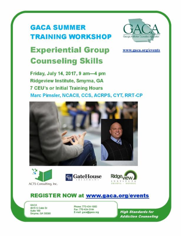GACA Summer Training Workshop @ Ridgeview Institute | Smyrna | Georgia | United States