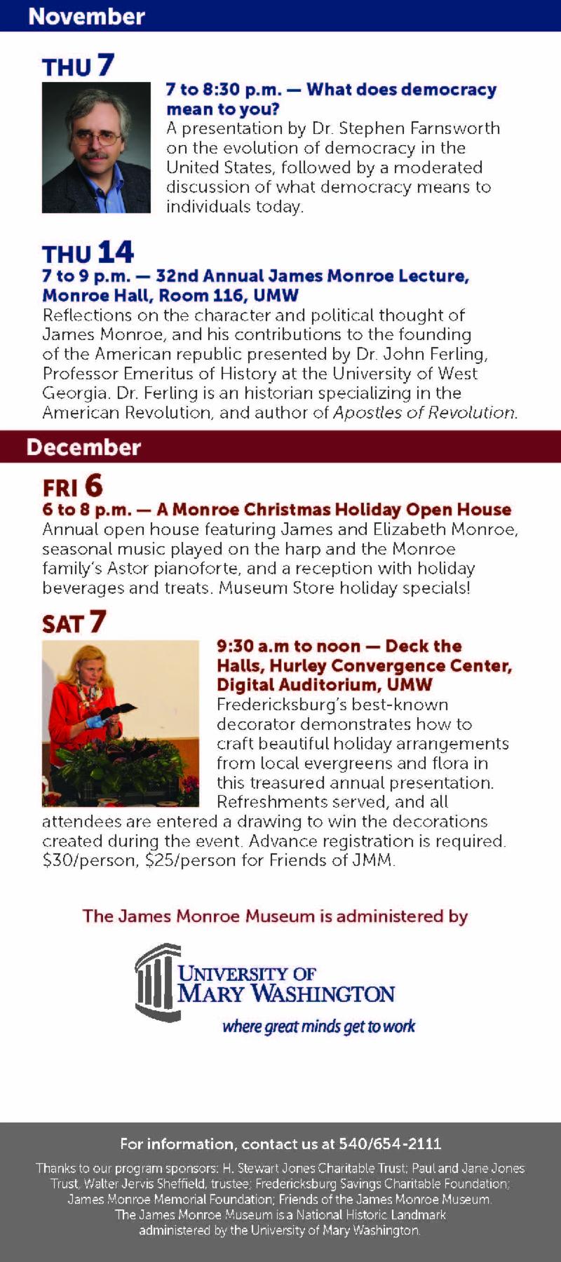 James Monroe Museum Calendar of Events