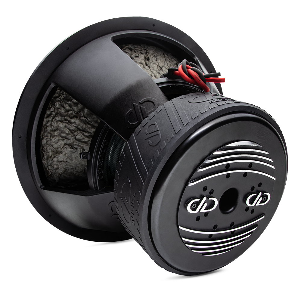 photo of 18 inch 9900 subwoofer back slanted view of motor heatsink motor boot and part of frame