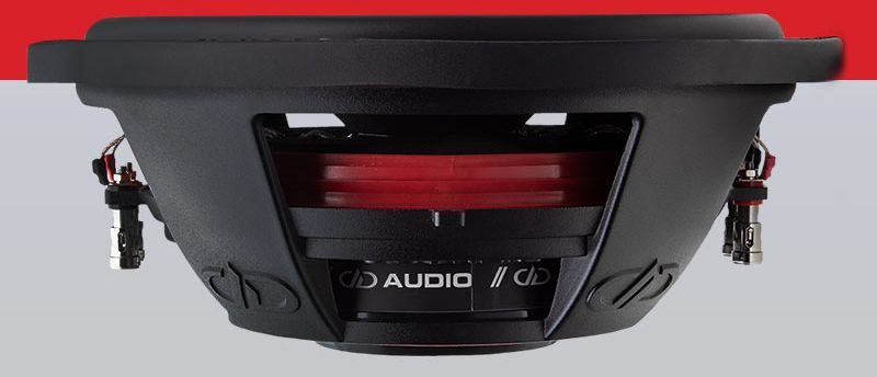 shallow 12 inch subwoofer flat side view of shallow body