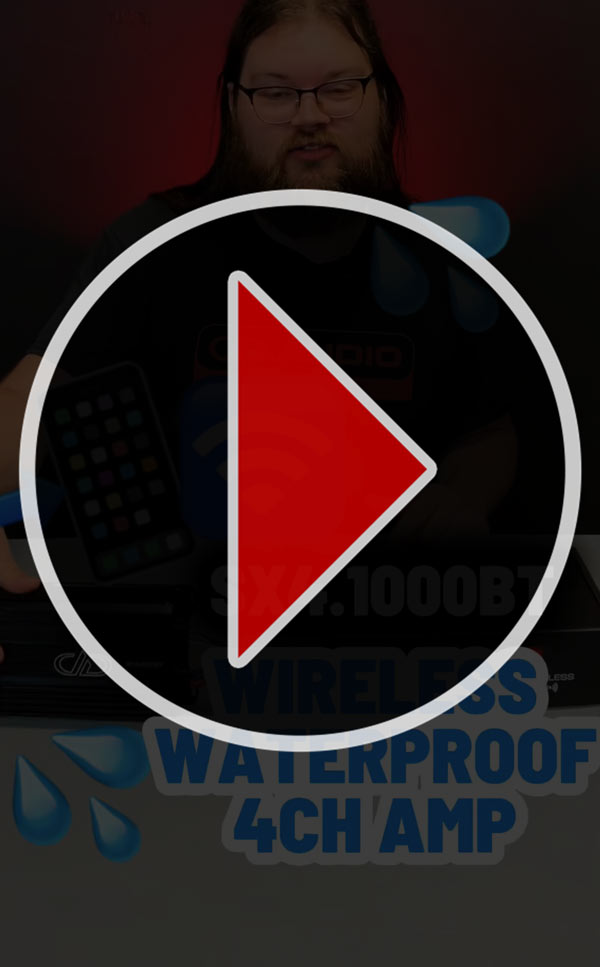 SX4 1000BT amplifier video thumbnail with play icon in center