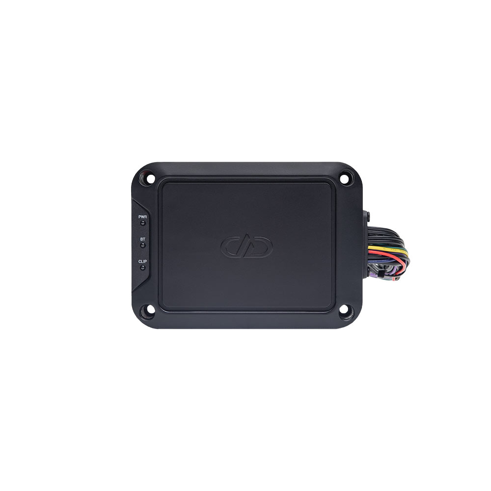 Photo of DSI-X2 shot top facing forward to show logo and indicator lights with wiring coming out the side