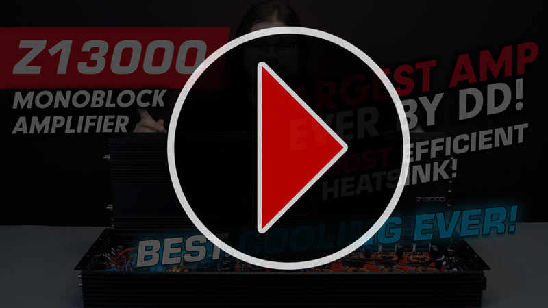 Z13000 amplifier video thumbnail with red play icon in center