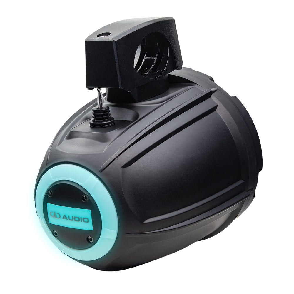 Photo of MCA-106b showing the back logo with LED lighting on