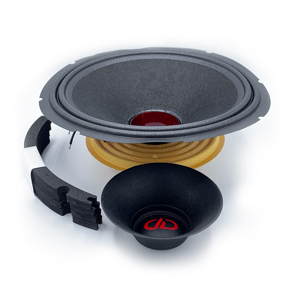 VO FR508 8 inch full range speaker repair kit parts photo including cone spider and coil assembly plus gasket and dust cap with logo