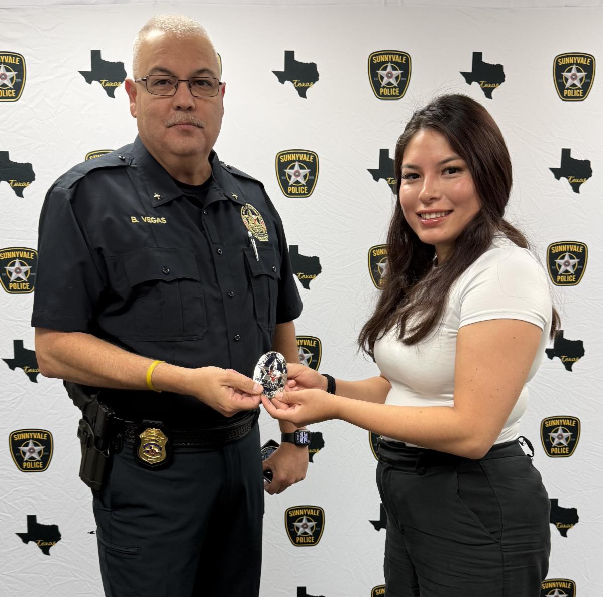 Photo of Chief Bill Vegas and new Officer Victoria Walker