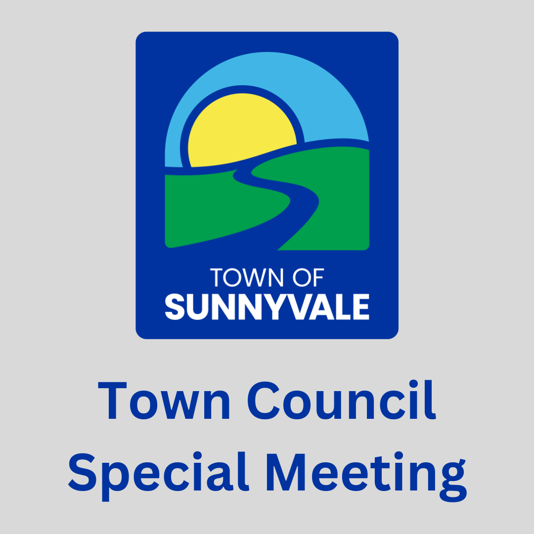 Town logo with text that says "Town Council Special Meeting"