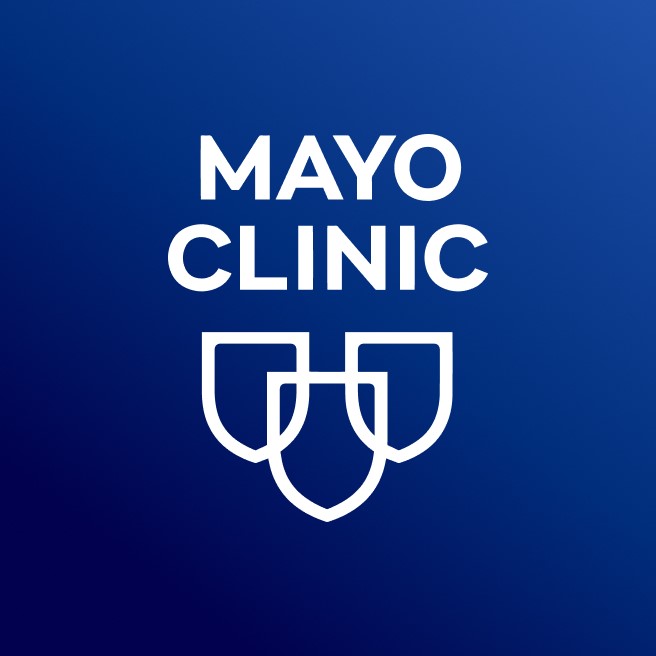 Mayo Clinic logo on a blue background