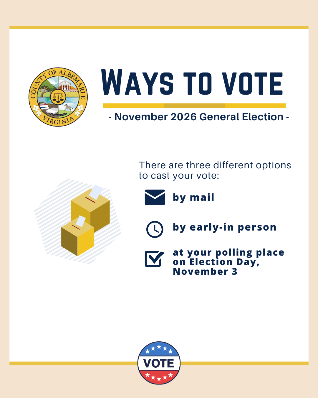 Ways to Vote 2026 - Early Voting Starts Sept 18