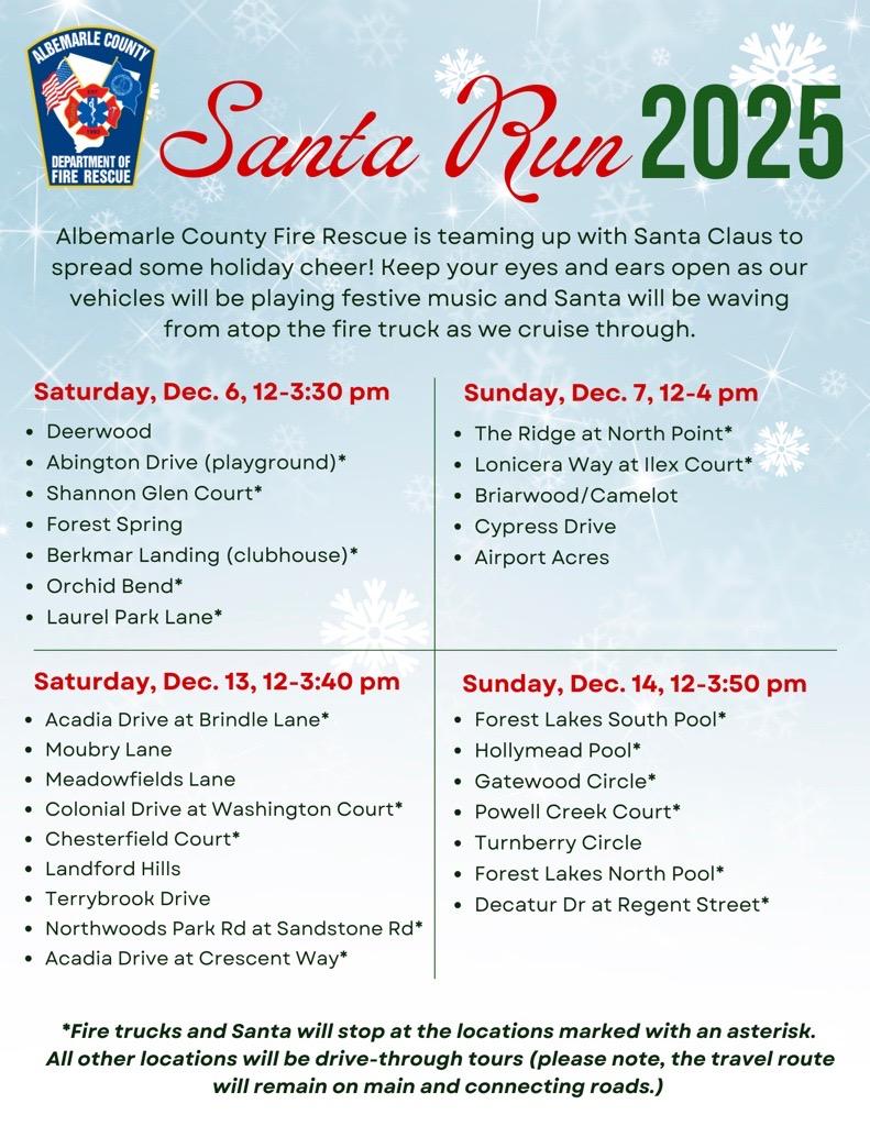ACFR Santa Run 2025 - Event Dates