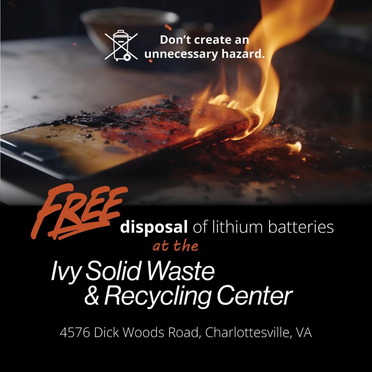 IvySolidWasteRecyclingCenter-Lithium Batteries