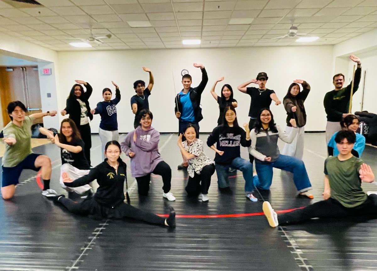 Students in 82-139 practicing martial arts