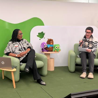 Uju Anya presenting at Duolingo