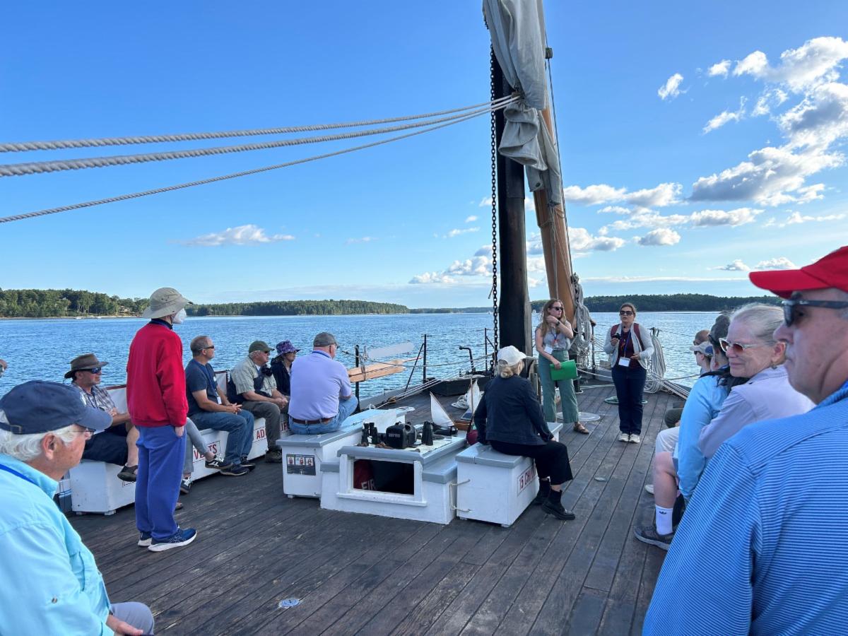 Passengers on a sail boat