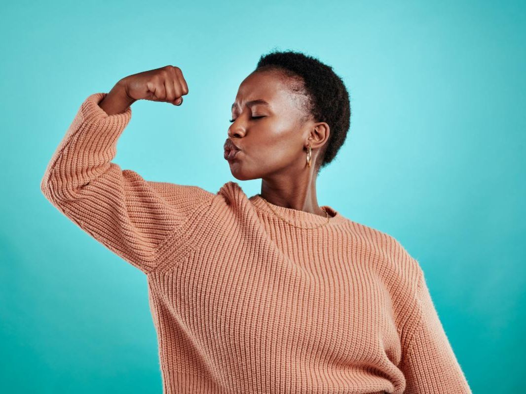 Woman shows off her bicep