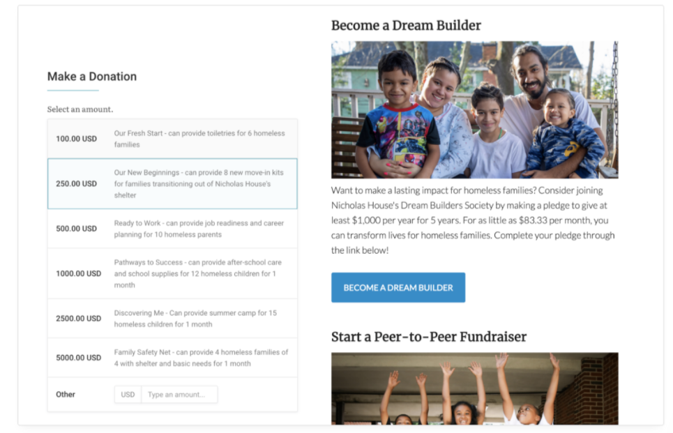 donation page