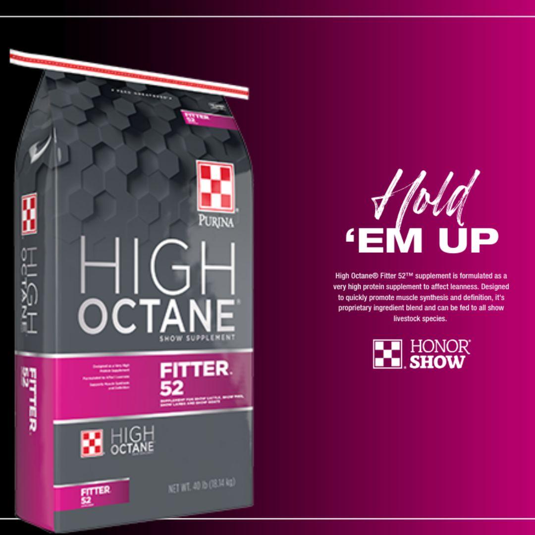 Bag of High Octane Fitter 35 with text that say "Hold 'Em Up" and product description listed
