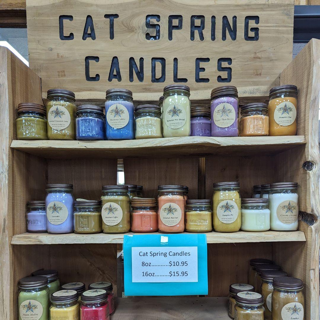 candles on shelves