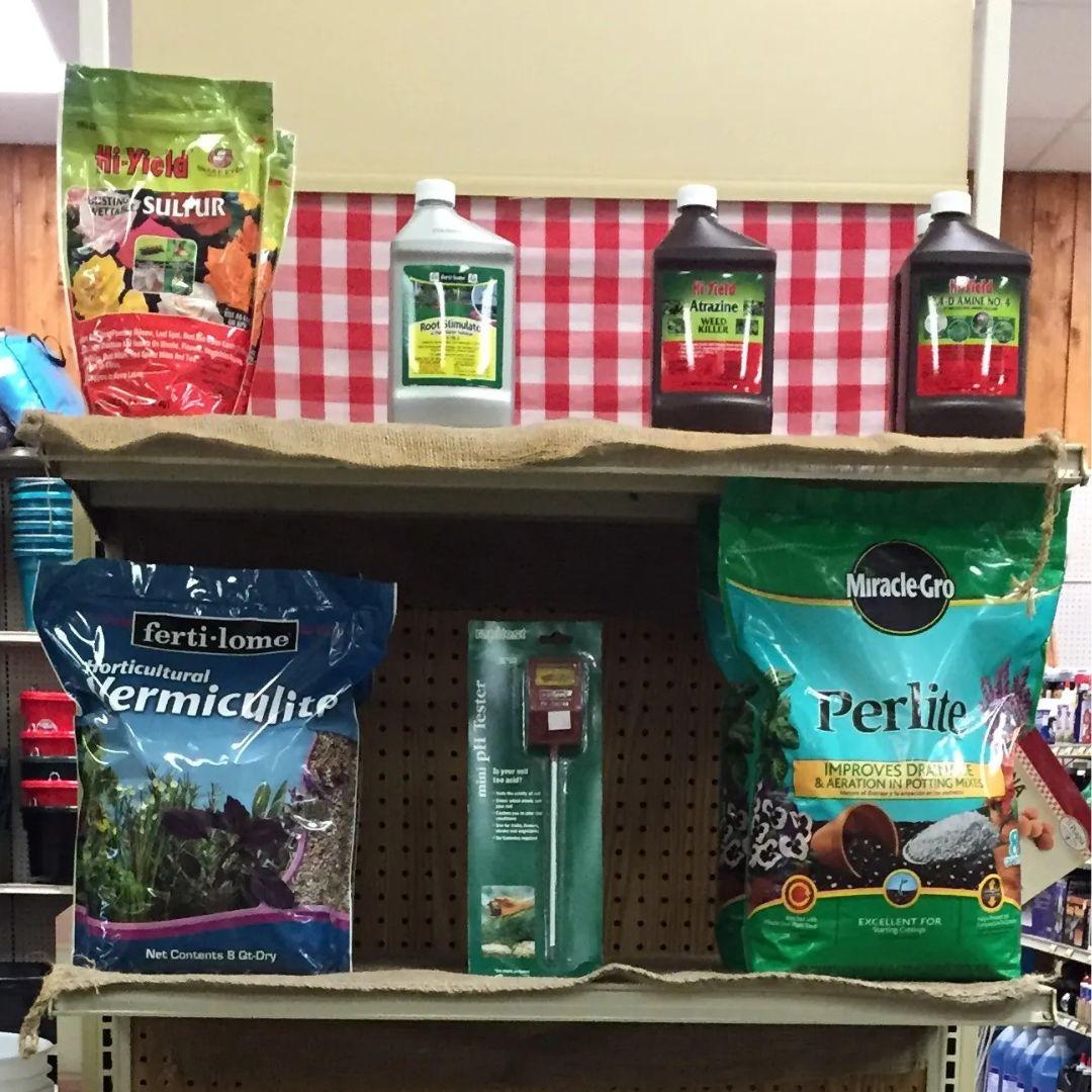 photo of fertilizer display at store