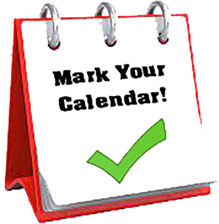 Image of calendar with text.