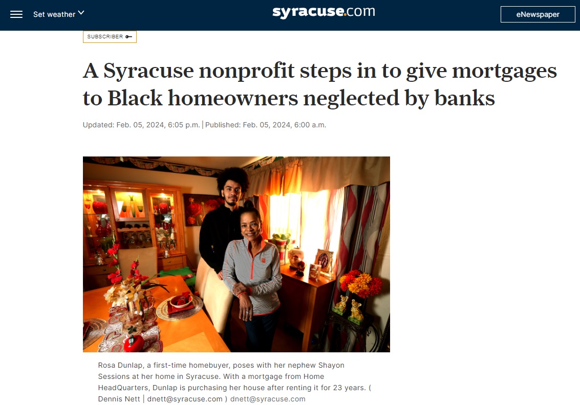 image of Syracuse.com enewspaper with HHQ homeowners featured