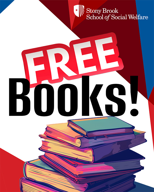 A pile books with text that says Free Books!