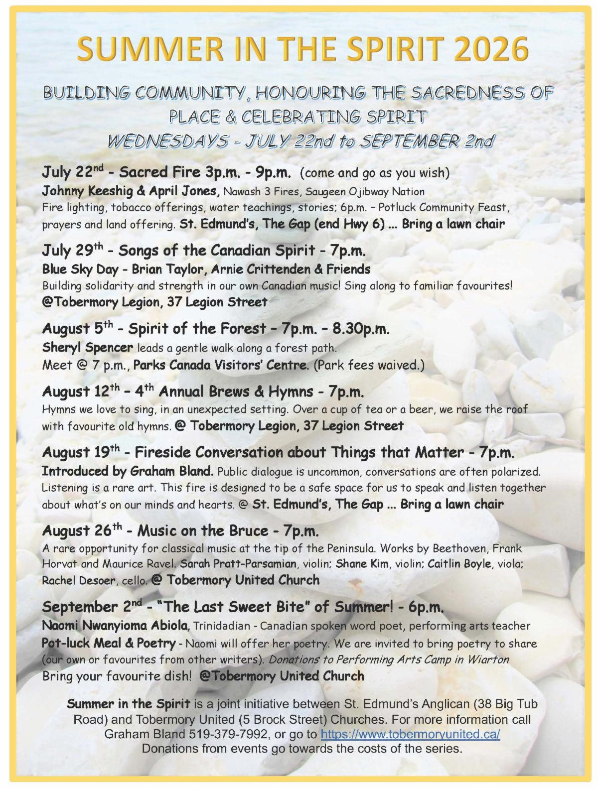 Summer in the Spirit Rocks 2026. Details in link