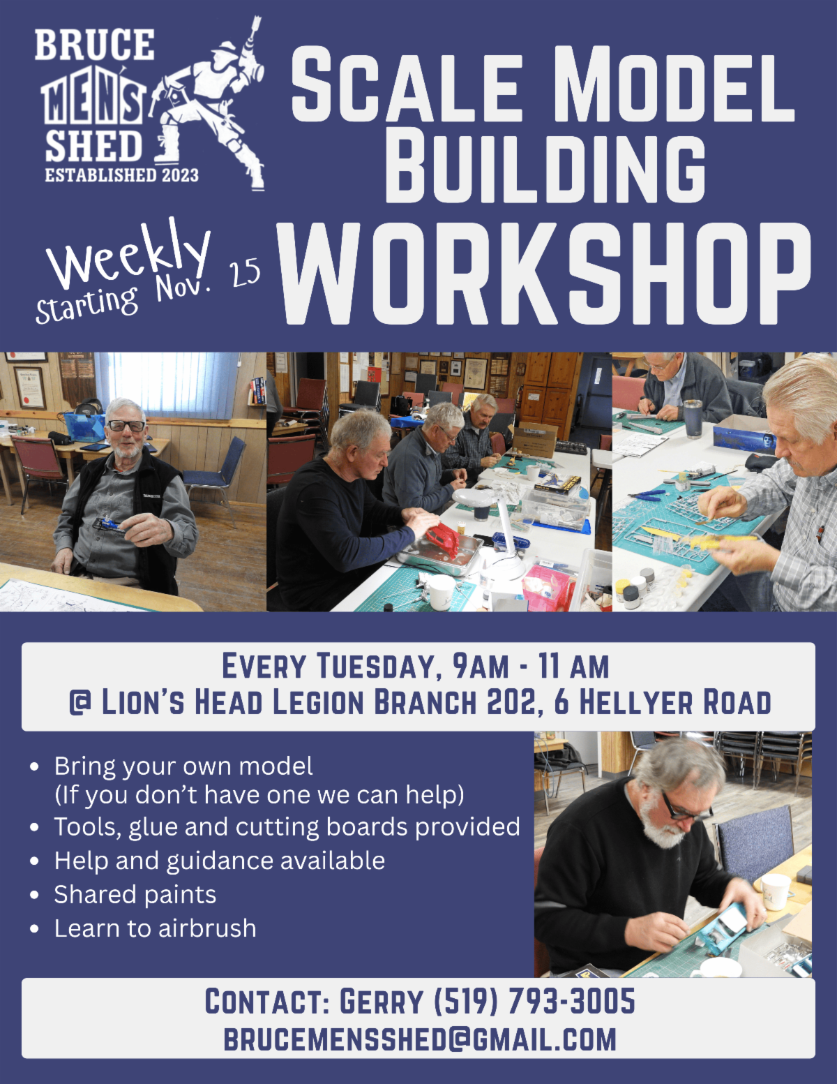 Scale Model Building Workshop Event Flyer. Details in link.