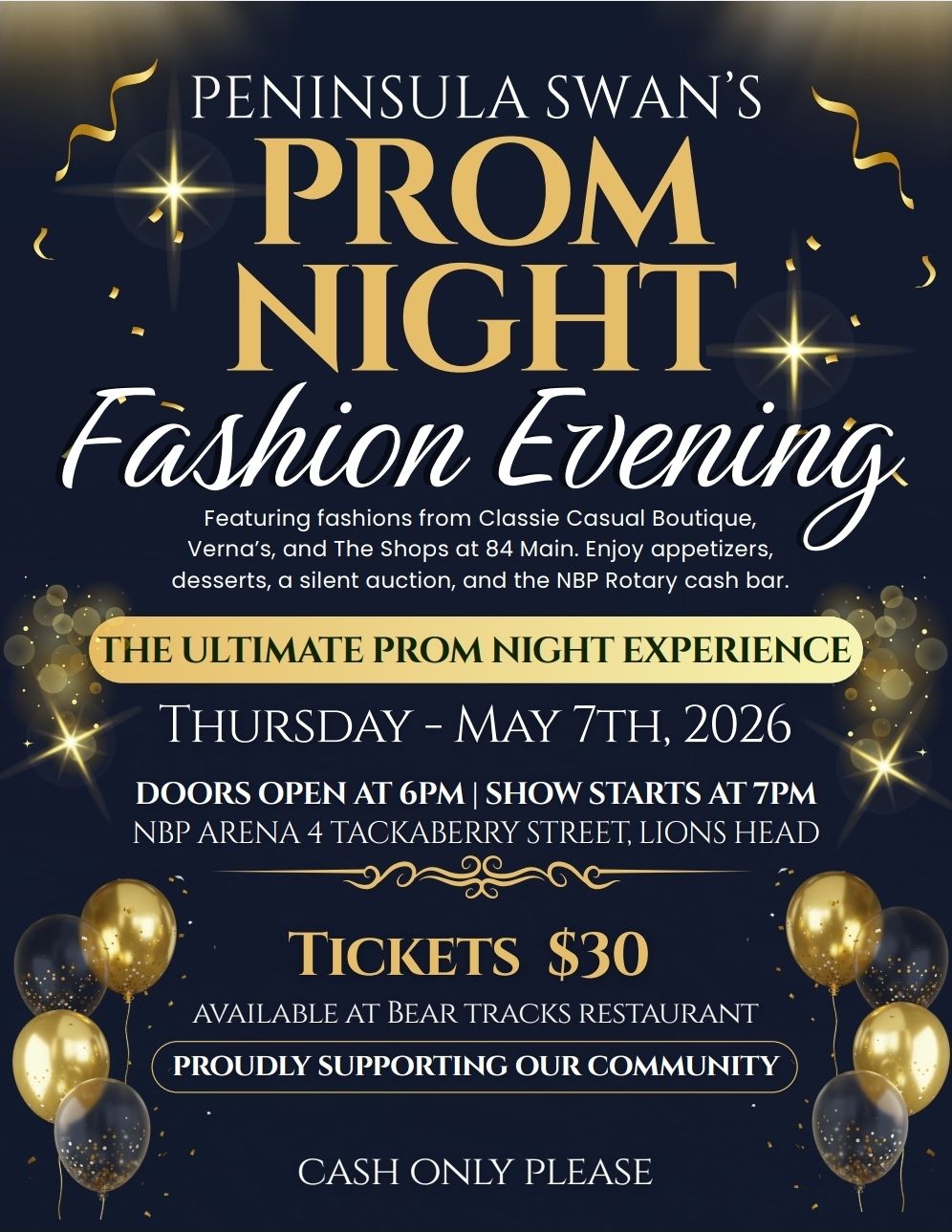 Peninsula Swans Prom Night May 7. Details in link.